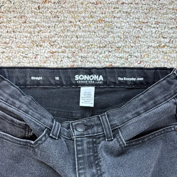 Sonoma Black Jeans Straight-Leg Everyday - Picture 2 of 2